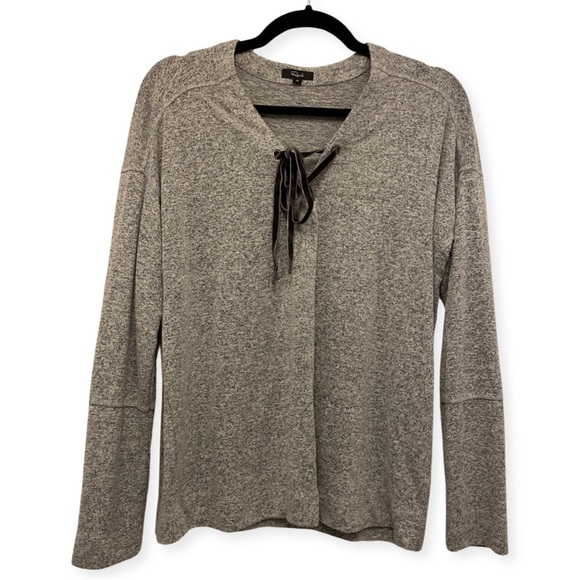 Rails soft flowy long sleeve solid grey v-neck top, size M - Picture 1 of 8